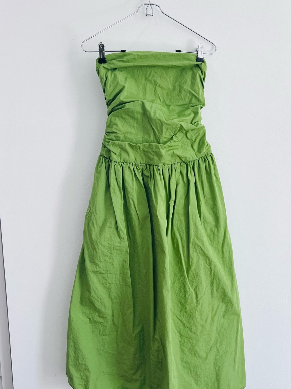Band of the Free Green 100% Cotton Strapless Drop Waist Maxi Dress S